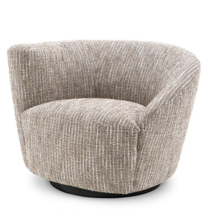 Colin Swivel Chair, Left, Mademoiselle Beige Fabric, Black Base, 35.43"W (A115432 YV0J041VQZ)