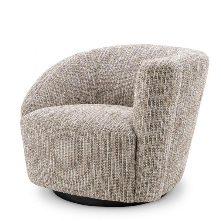 Colin Swivel Chair, Right, Mademoiselle Beige Fabric, Black Base, 35.43"W (A115433 YV0J041VR1)