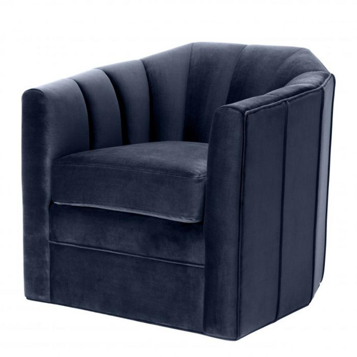 Delancey Swivel Chair, Savona Midnight Blue Velvet, 33.07"W (A112511 YV0J041VR3)