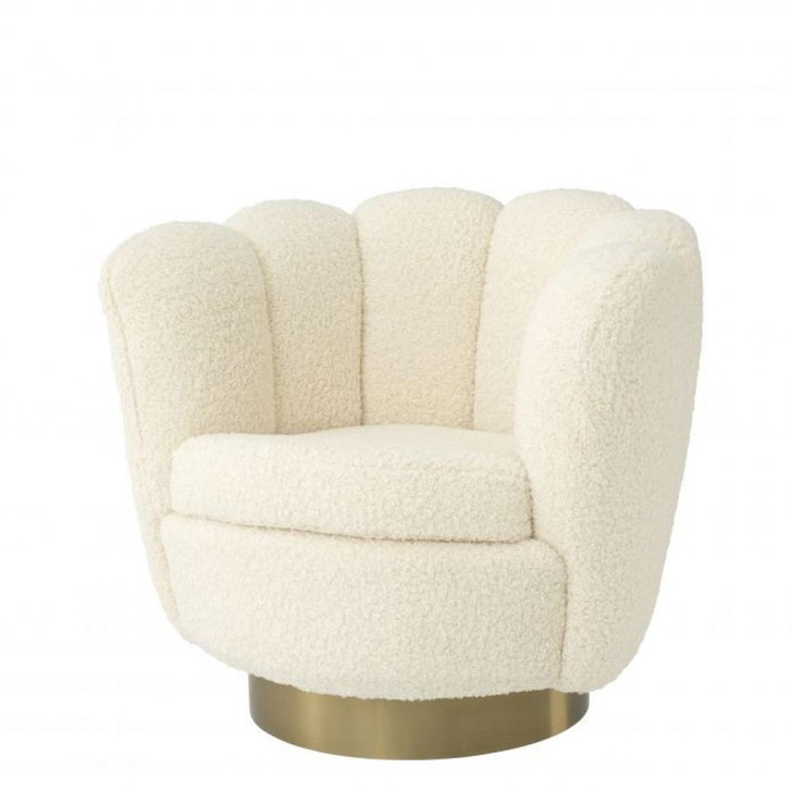 Mirage Swivel Chair, White, Brushed Brass, 37.4"W (A113485 YV0J041VRK)