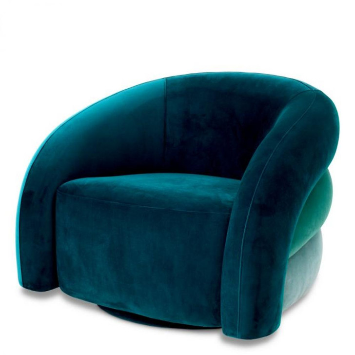 Novelle Swivel Chair, Savona Sea Green Velvet, Savona Turquoise Velvet, Savona Blue Velvet, 35.83"W (A117010 YV0J041VRR)