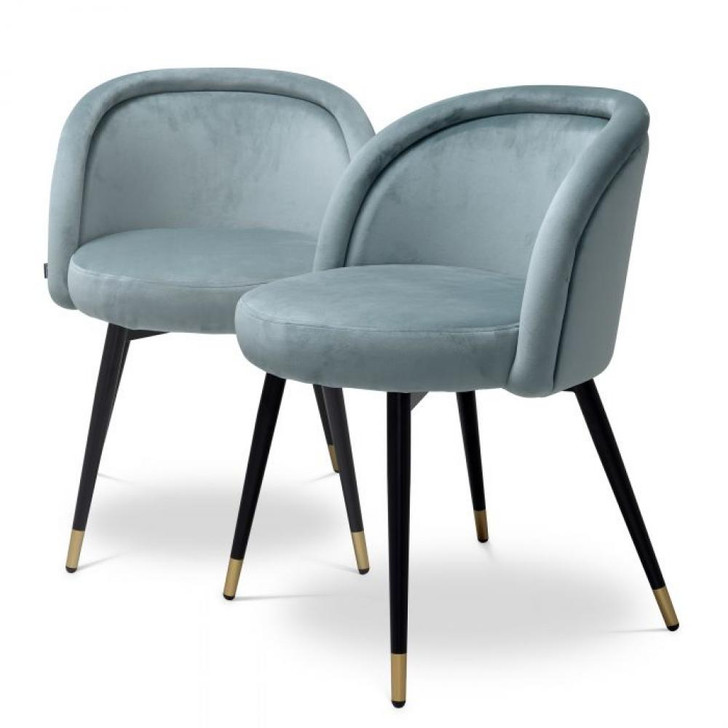 Chloe Dining Chair, Set of 2, Savona Blue Velvet, Black & Brass Legs, 30.31"H (A115965 YV0J03YX16)