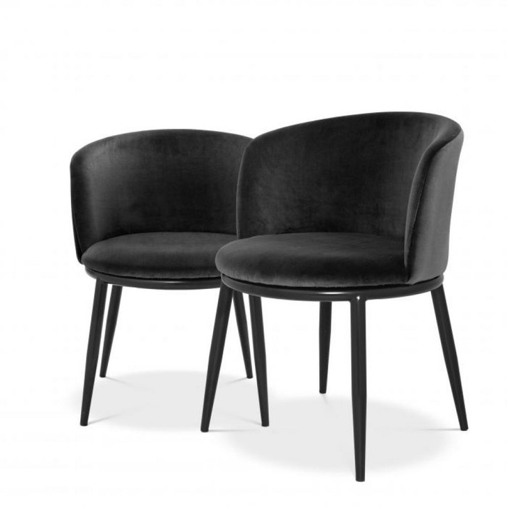 Filmore Dining Chair, Set of 2, Cameron Black Fabric, Black Legs, 29.13"H (A111998 YV0J03YXY1)