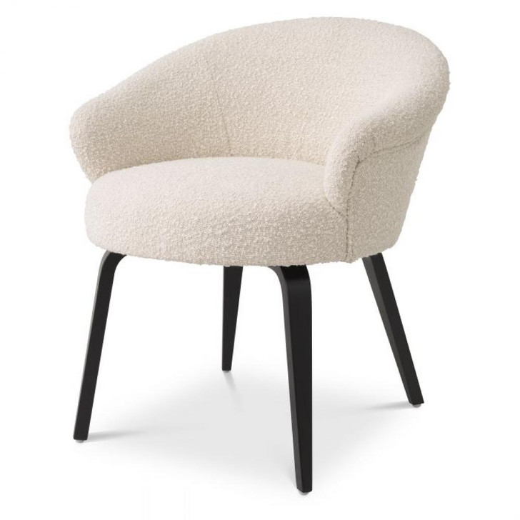 Moretti Dining Chair, Boucle Cream Fabric, Black Legs, 29.33"H (A115038 YV0J03YXYE)
