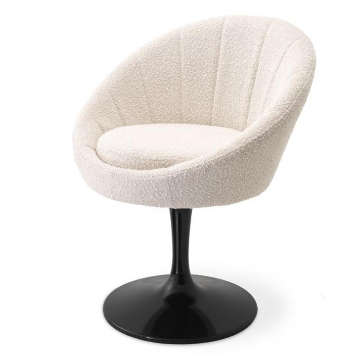 O'Neill Swivel Chair, Boucle Cream Fabric, Black Base, 26.38"W (A114953 YV0J03YXYJ)
