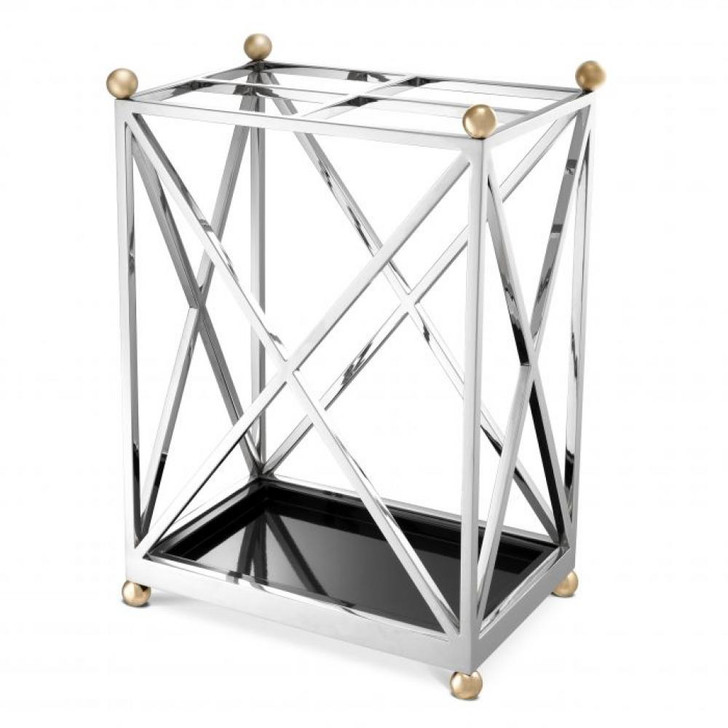 Quorum Umbrella Stand, Nickel, Polished Brass, Black, 16.34"W (112254 YV0J041XMV)