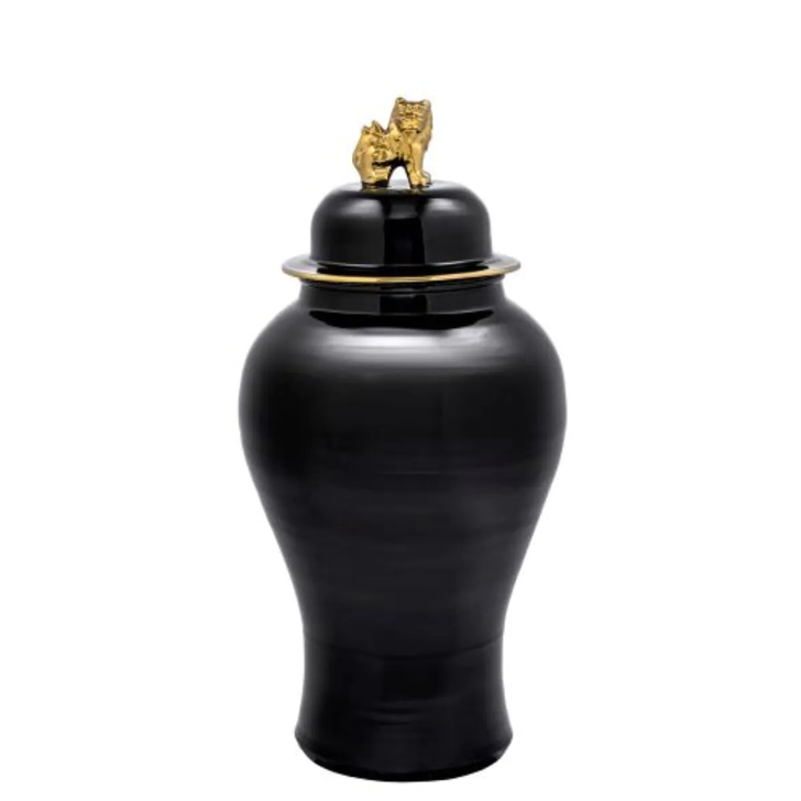 Golden Dragon Vase, Small, Black, Gold, 35.43"H (110686 YV0J041XPH)