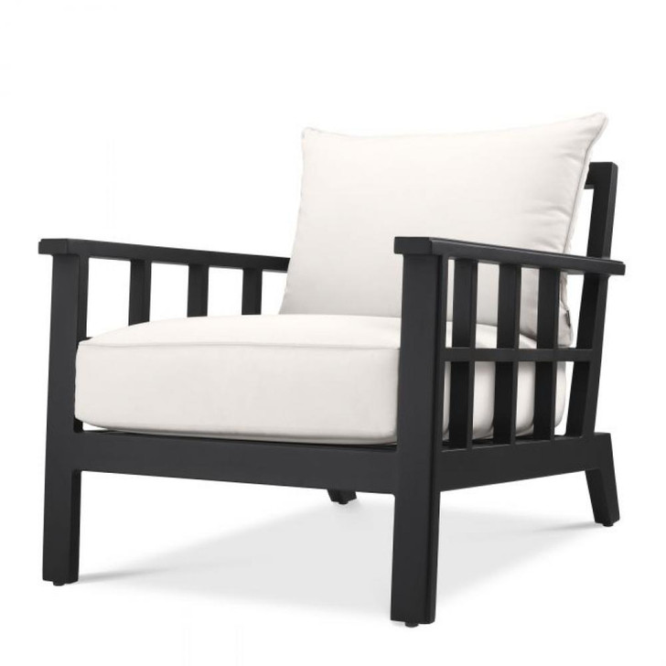 Cap-Ferrat Outdoor Club Chair, White, Black Frame, 27.56"W (115002 YV0J041QVM)
