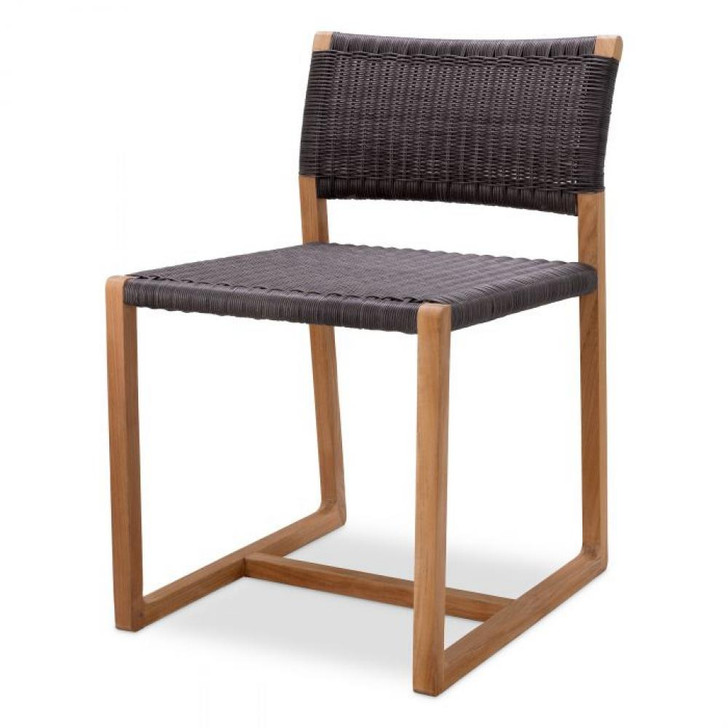 Griffin Outdoor Dining Chair, Natural Teak, Gray Weave, 18.9"W (117228 YV0J041RRE)