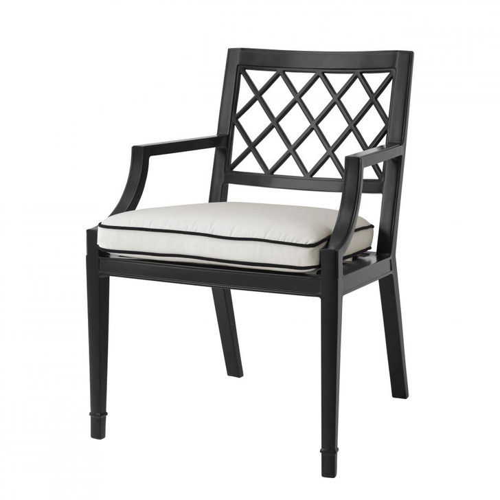 Paladium Outdoor Armchair, White, Black Piping, Black Frame, 23.62"W (113619 YV0J041RRM)