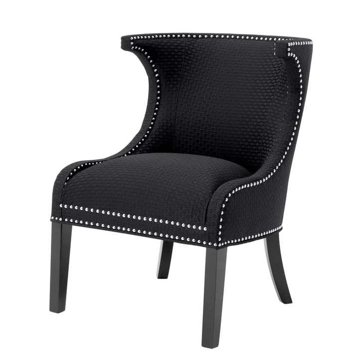 Elson Armchair, Metric Black Fabric, Nickel Nails, Black Legs, 35.83"H (A111485 YV0J03YU0U)
