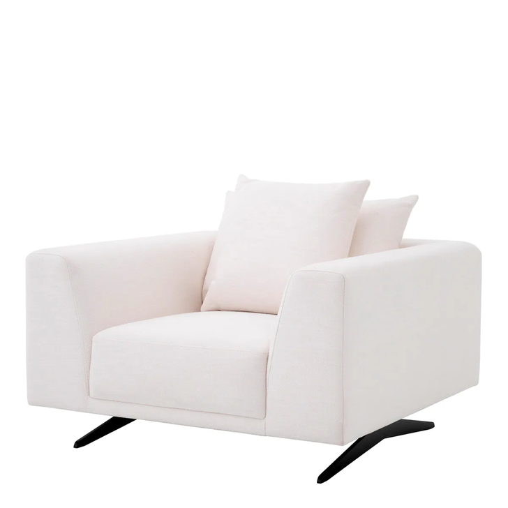 Endless Armchair, Avalon White Fabric, Black Legs, 25.2"H (A114319 YV0J03YU0W)