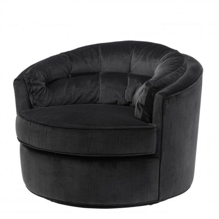 Recla Swivel Chair, Bolard Black Velvet, 35.43"W (A110308 YV0J03YU1C)