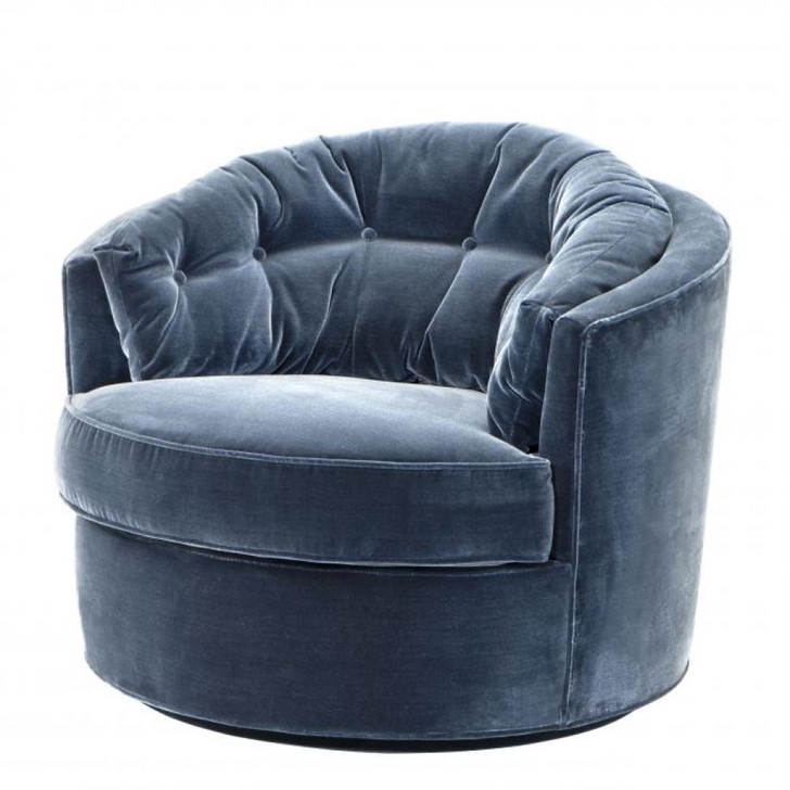 Recla Swivel Chair, Cameron Faded Blue Fabric, 35.43"W (A110307 YV0J03YU1D)