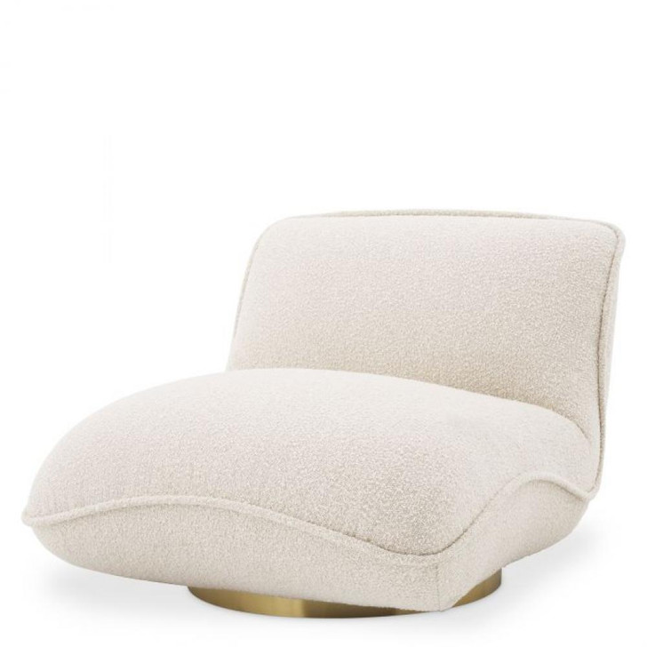 Relax Swivel Chair, Boucle Cream Fabric, Brushed Brass, 33.66"W (A115729 YV0J03YU1E)