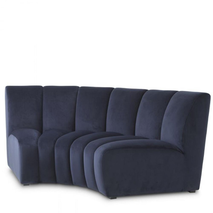 Lando Sectional Sofa Corner, Savona Midnight Blue Velvet, Black Feet, 82.68"W (A115096 YV0J041VPN)