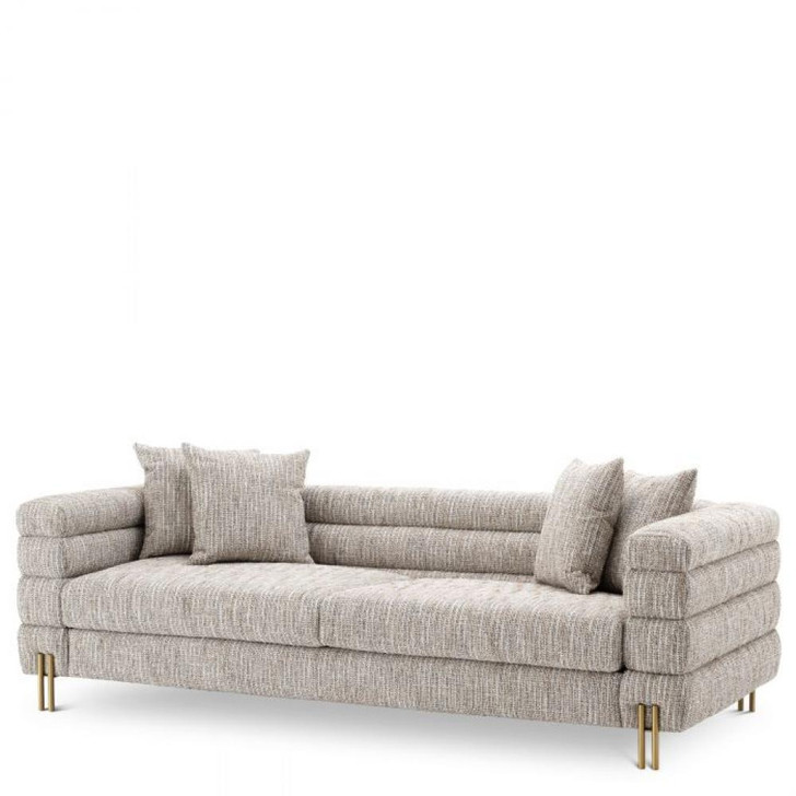 York Sofa, Mademoiselle Beige Fabric, Brushed Brass Legs, 90.55"W (A115310 YV0J041VQ8)