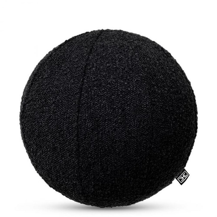 Palla Pillow, Ball-Shape, Small, Black Boucle Fabric, 11.81"W (115599 YV0J03YWZ9)