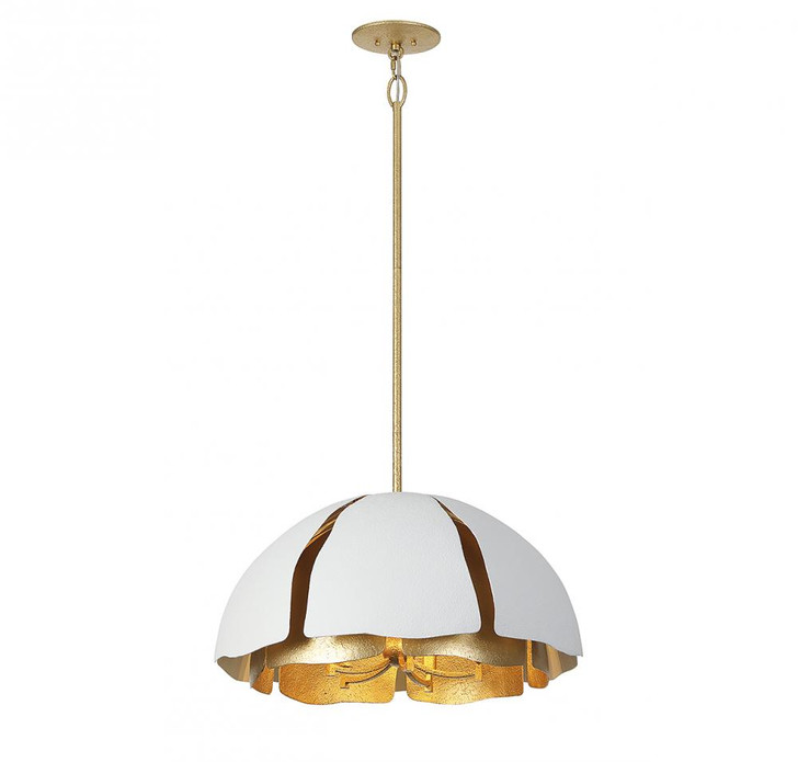 Brewster Pendant, 5-Light, Cavalier Gold with Royal White, 14.5"H (7-1399-5-14 ALWKH)