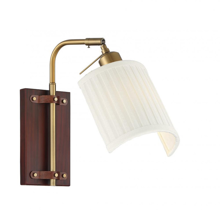 Adjustable Wall Sconce Wall Sconce, 1-Light, Natural Brass, Leather Shade, 12"H (M90062NB ALRP9)