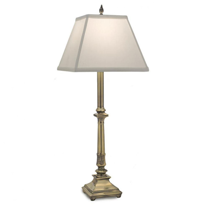 Buffet Lamp, 1-Light, Burnished Brass, Oyster Silksheen Fabric Shade, 30"H (BL-6682-6683-BB YV0J07RRDP)