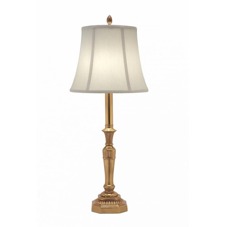 Buffet Lamp, 1-Light, Umbered Brass, Pearl Supreme Satin Fabric Shade, 30"H (BL-A771-UBR YV0J07RRDX)