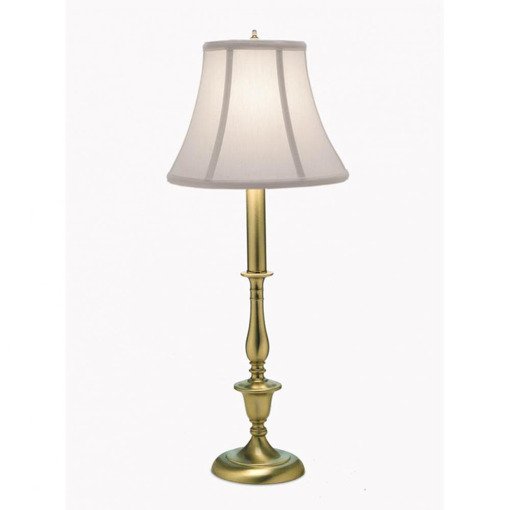 Buffet Lamp, 1-Light, Satin Brass, Pearl Supreme Satin Fabric Shade, 29"H (BL-A889-A2005-SB YV0J07RRE2)
