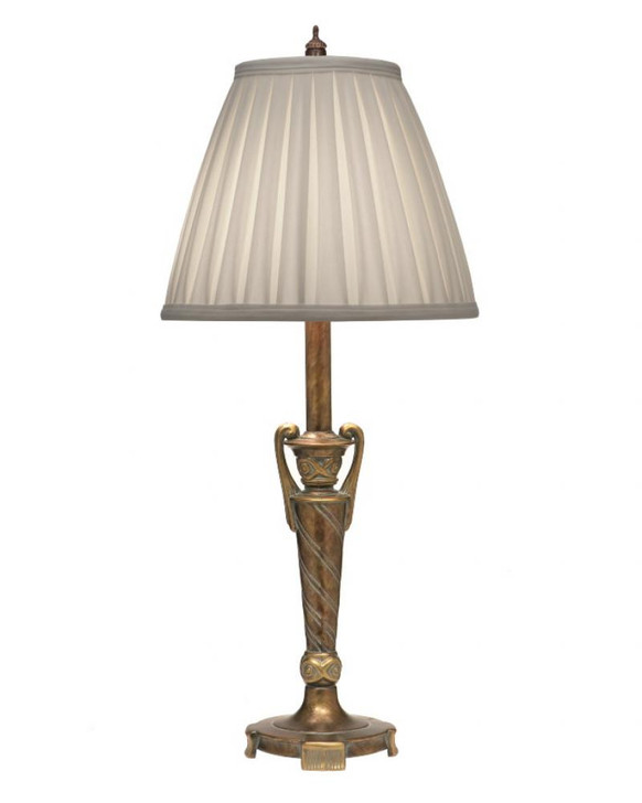 Buffet Lamp, 1-Light, Amber Tortoise Shell, Pleated Ivory Shadow Fabric Shade, 29"H (BL-A923-ATS YV0J07RRE3)
