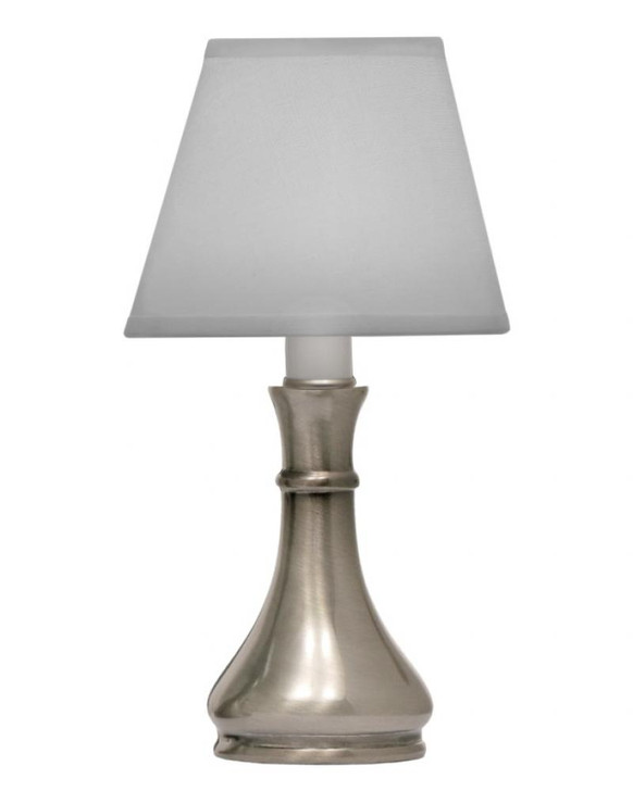 Candlestick Lamp, 1-Light, Antique Nickel, White Butcher Linen Fabric Shade, 10"H (CL-1336-AN YV0J07RREX)