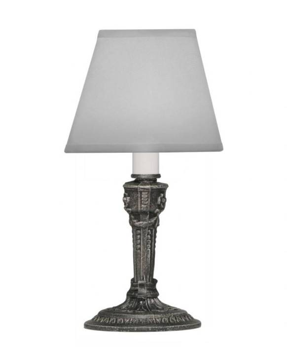 Candlestick Lamp, 1-Light, Charcoal, White Butcher Linen Fabric Shade, 9.5"H (CL-AC4892-CHAR YV0J07RRF6)