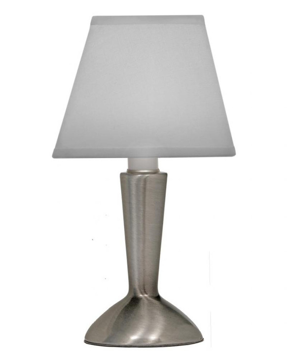 Candlestick Lamp, 1-Light, Antique Nickel, White Butcher Linen Fabric Shade, 10"H (CL-K553-AN YV0J07RRFE)