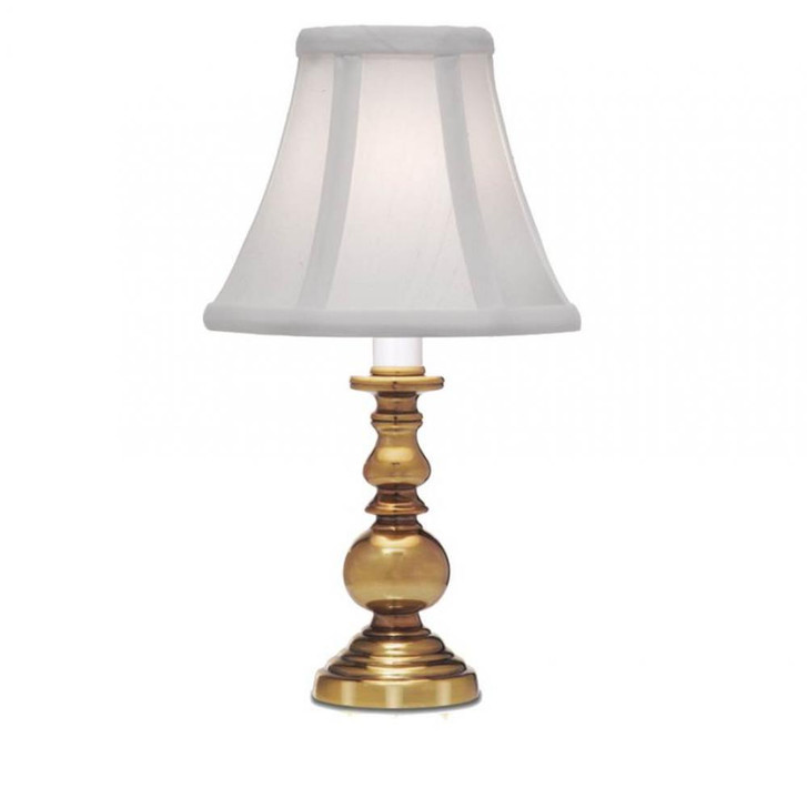 Candlestick Lamp, 1-Light, Burnished Brass, Off-White Silk Shantung Fabric Shade, 11.5"H (CL-K9018-BB YV0J07RRFF)