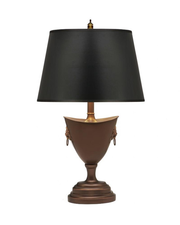 Desk Lamp, 1-Light, Oxidized Bronze, Black Opaque Gold Foil Fabric Shade, 24"H (DL-N3550-N3551-OB YV0J07RRFP)