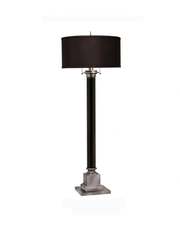 Floor Lamp, 2-Light, Antique Nickel, Matte Black, Black Shadow Fabric Shade, 63"H (FL-6425X-K2091-AN YV0J07RTCJ)