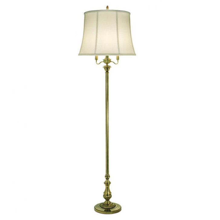 Floor Lamp, 4-Light, Burnished Brass, Off-White Silk Shantung Fabric Shade, 64"H (FL-6707-A785-BB YV0J07RTCR)