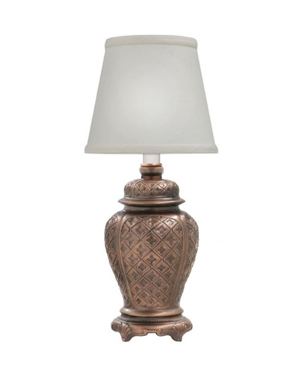 Table Lamp, 1-Light, Antique Old Bronze, Cream Aberdeen Fabric Shade, 13"H (ML-AC9579-AOB YV0J07RTE0)