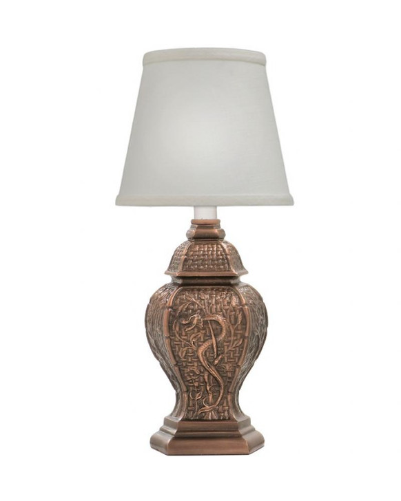 Table Lamp, 1-Light, Antique Old Bronze, Cream Aberdeen Fabric Shade, 13"H (ML-AC9582-AOB YV0J07RTE1)