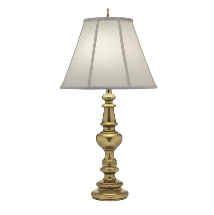 Table Lamp, 1-Light, Burnished Brass, Off-White Silk Shantung Fabric Shade, 33"H (TL-6132-K9138-BB YV0J07RTF1)