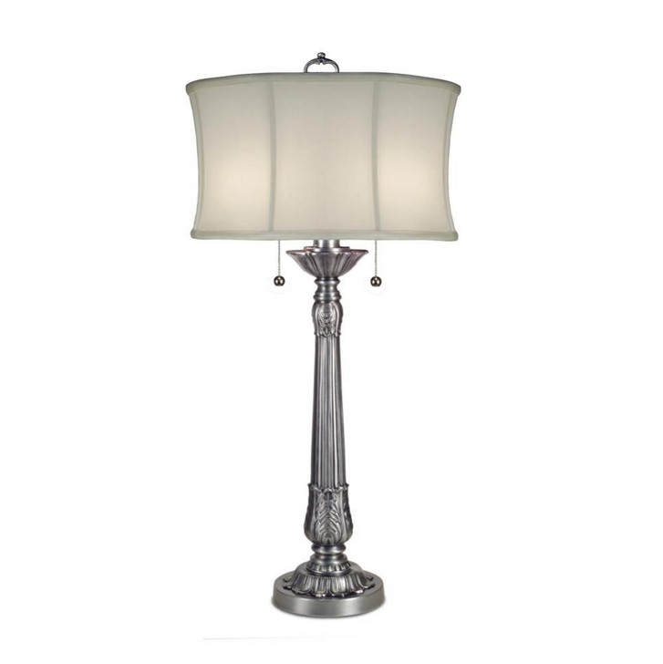 Table Lamp, 1-Light, Pewter, Off-White Camelot Fabric Shade, 37"H (TL-6362-6719-PW YV0J07RUA7)