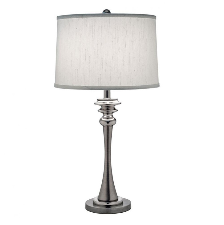 Table Lamp, 1-Light, Antique Nickel, Polished Nickel, Global White Fabric Shade, 29"H (TL-6432-A630-AN YV0J07RUAA)