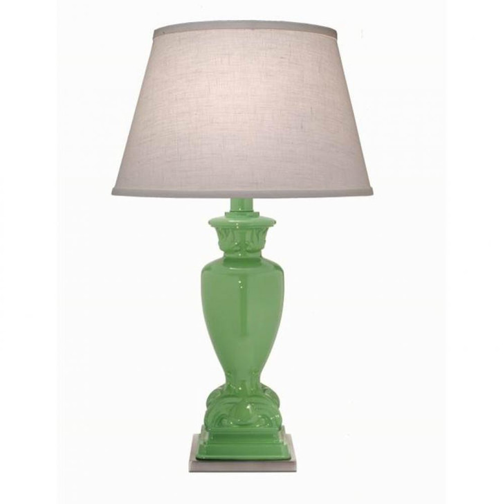 Table Lamp, 1-Light, Gloss Light Green, Satin Nickel, Cream Aberdeen Fabric Shade, 28"H (TL-6629-A813-GLG YV0J07RUAH)