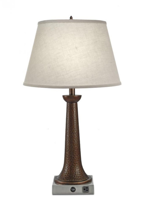 Table Lamp, 1-Light, Rust, Satin Nickel, Cream Aberdeen Fabric Shade, 30"H (TL-6637X-A846-RST YV0J07RUAJ)