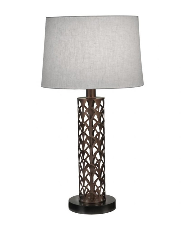 Laser Cut Table Lamp, Cathedral, 1-Light, Oil-Rubbed Bronze, Opal Acrylic, Rolled-Edge Cream Aberdeen Fabric Shade, 29"H (TL-6667-LCC-ACR-OB YV0J07RUC0)