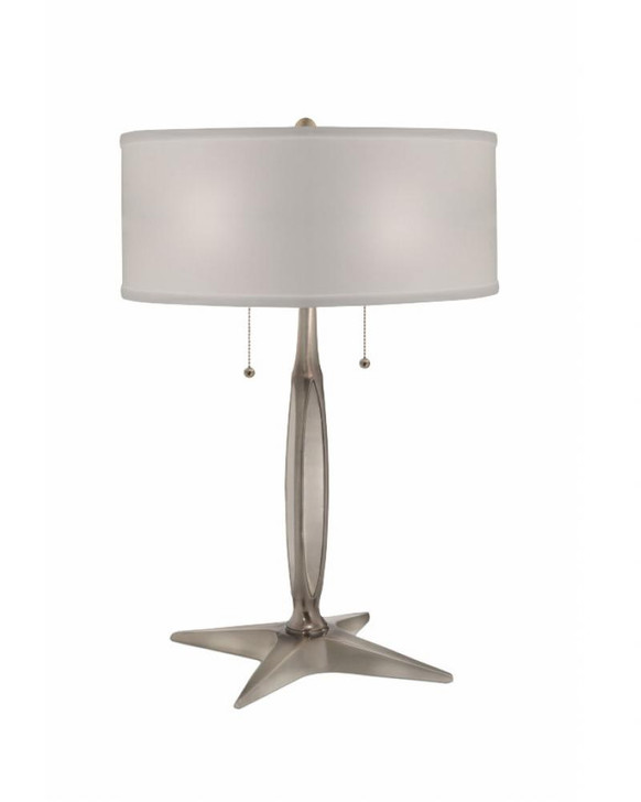 Table Lamp, 2-Light, Antique Nickel, White Camelot Fabric Shade, 25"H (TL-6910-K3059-AN YV0J07RUCQ)