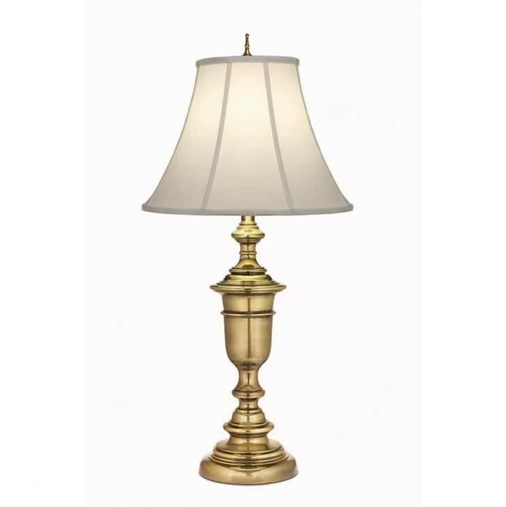 Table Lamp, 1-Light, Burnished Brass, Off-White Silk Shantung Fabric Shade, 33"H (TL-A589-A644-BB YV0J07RUCU)