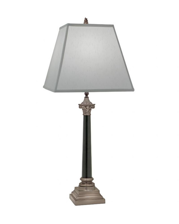 Table Lamp, 1-Light, Antique Nickel, Matte Black, Global White Fabric Shade, 33"H (TL-A820-6713-AN YV0J07RUDD)