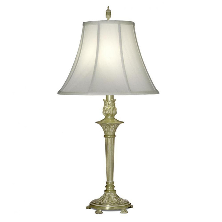 Table Lamp, 1-Light, Satin Brass, Off-White Silk Shantung Fabric Shade, 33"H (TL-A824-SBW YV0J07RUDH)