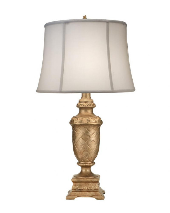 Table Lamp, 1-Light, Gilded Gold, Off-White Silk Shantung Fabric Shade, 31"H (TL-A841-GG YV0J07RUDL)