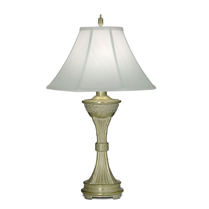 Table Lamp, 1-Light, Satin Brass, Off-White Silk Shantung Fabric Shade, 32"H (TL-A844-SBW YV0J07RUDN)