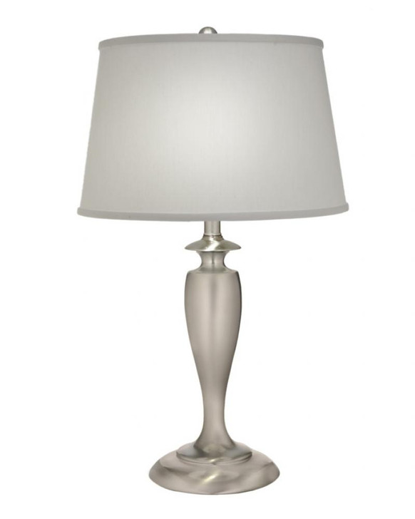 Table Lamp, 1-Light, Satin Nickel, Pearl Supreme Satin Fabric Shade, 27"H (TL-A960-SN YV0J07RUE7)